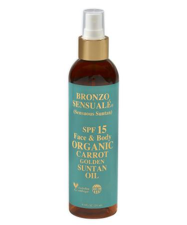Bronzo Sensuale SPF 15 Sunscreen Deep Golden Tanning Organic Carrot Oil 8.5 Ounces
