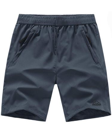 TBMPOY Men's 7'' Running Hiking Shorts Quick Dry Athletic Gym Outdoor Sports Short Zipper Pockets Large A3-cool Gray