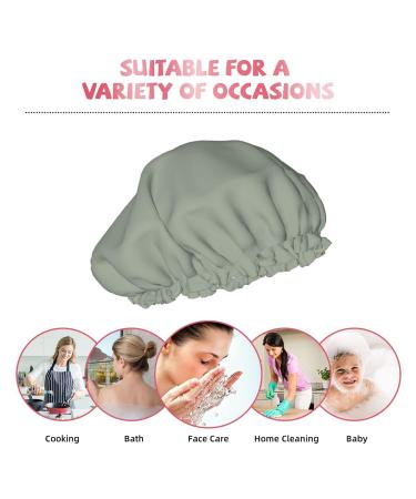Sage Green Reusable Shower Cap- Double Layer Waterproof Hair Protector for Long Hair- Ideal for Women, Kids, and Men - Buy Online on GoSupps.com