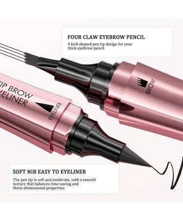 XFSRG Eyebrow Pen Doublesided 2in1 Smooth Eyebrow Pen Double Brush Eyeliner Waterproof Fourheaded Fork Fideal for Beauty Lovers Light Brown + Black Light Brown and Black - Buy Online on GoSupps.com