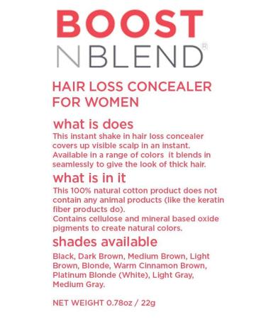 Boost N Blend Medium Brown Female Hair Thickening Fibers - Vegan Scalp Concealer and Hair Filler for Thinning Hair (25g) - Buy Online on GoSupps.com