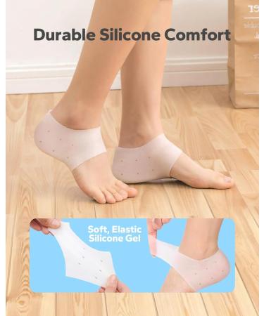 Buy Silicone Heel Protectors - Gel Comfort for Heel Pain Cracked Feet & Blisters | 4 Pairs for Moisturizing Relief & Plantar Fasciitis Support - Buy Online on GoSupps.com