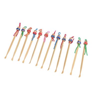 Qtqgoitem Bamboo Red Blue Doll Top Ear Earwax Curette Remover Spoon Earpick Tool 12 Pcs (Model: 026 67b 33f 255 0ae)