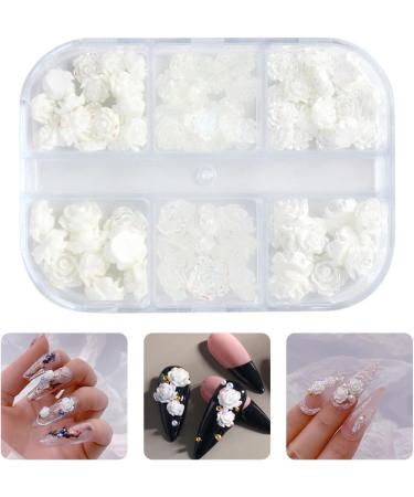 Flower Nail Art Glitters DIY 3D White Floral Nail Stud Sequins for Salon Gift template - Buy Online on GoSupps.com