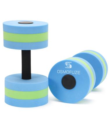 OSMOFUZE Aquatic Exercise Dumbbells - Set of 2 for Water Aerobics Fitness and Pool Exercises Blue-green