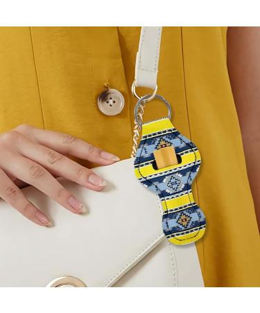Chapstick women's keychain lip balm lipstick Chapstick Safeguard liner keychain Southwestern Aztec Stripes - Blue and Yellow One Size - Buy Online on GoSupps.com