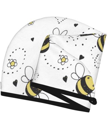 Buy Cartoon Doodle Cute Bees Microfiber Hair Towel - Super Absorbent Coral Velvet Wrap for Long Curly & Thick Hair - Fast International Shipping - Buy Online on GoSupps.com