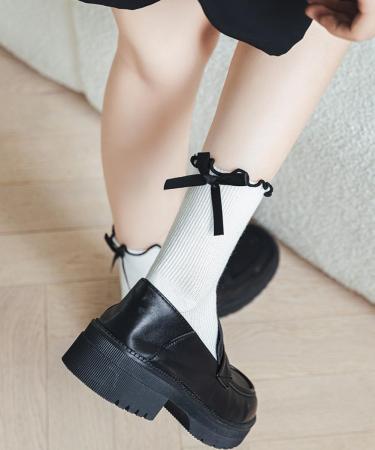 Akamas Women's Cotton Socks - Funny Ruffled Crew Socks Cute Sweet Gift for Girls 35-41 Breathable High-Quality White - Buy Online on GoSupps.com
