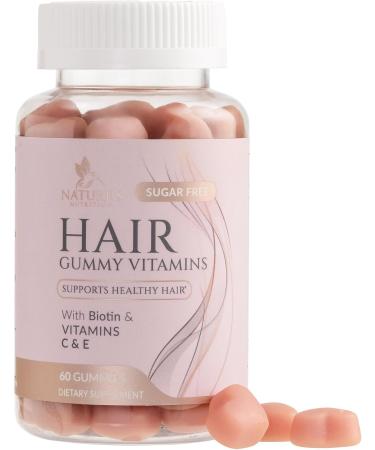 Hair Gummy Vitamins, Sugar Free with Biotin 5000 mcg, Vitamin A, B12, C, D, E, Folic Acid, Supports Hair Growth, Vegetarian Friendly, Supports Strong Beautiful Hair and Nails, Non-GMO - 60 Gummies 60 Count (Pack of 1) - Buy Online on GoSupps.com