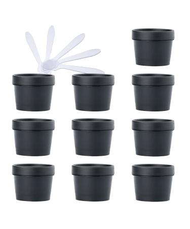 Tianzd 10 pieces 100 ml Black empty cans with lid cream box plastic screw can perpendicular 100 g empty box cosmetic container masking shell hinge for mask mud bath salt cream ointment 5 pieces spatula 100ml black