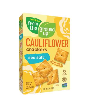 Real Food From the Ground Up Cauliflower Crackers - 6 Pack (Sea Salt, Crackers) Sea Salt 4 Ounce (Pack of 6)