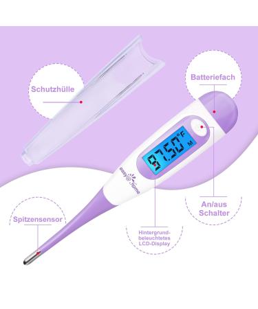Basal Thermometer for Fertility & Ovulation Tracking - Digital LCD with Premom App - Cycle Control - Blue Backlight - Purple - Buy Online on GoSupps.com