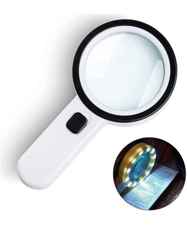 Magnifying Glass 12 LED Lighted Magnifier Magnifier 30X Magnifying Glass with Light Handheld Large Magnifying Glass Magnifier