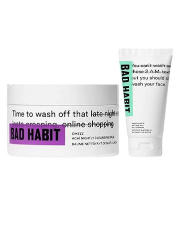 Bad Habit Day and Night Time Cleanser Set! Wake Things Up Matcha & Mint Daily Cleanser And OMZZZ Acai Nightly Cleansing Balm! Leaves Skin feeling soft and moisturized!