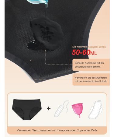 Carer 3-Pack Period Underwear for Heavy Bleeding - Comfortable XXL Black with 50ml Pad - Buy Online on GoSupps.com