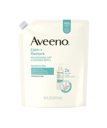 Aveeno Calm + Restore Nourishing Oat Facial Cleanser - Gentle Face Wash for Sensitive Skin - 16 fl. oz - Hypoallergenic & Fragrance-Free - Buy Online on GoSupps.com