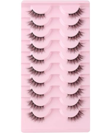 Glowingwin Wispy Cat Eye Half Lashes - 10 Pairs of Handmade Soft Corner False Eyelashes for Natural, Reusable, and Fluffy Look - 3/4 Strip Faux Mink Half Lashes-C - Buy Online on GoSupps.com