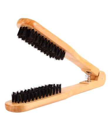 Double Sided Straightening Brush Flat Iron Comb Attachment Ergonomic Handle Anti Static Nylon Hair Straightening Splint Brush for Faster Drying and Smooth Hair