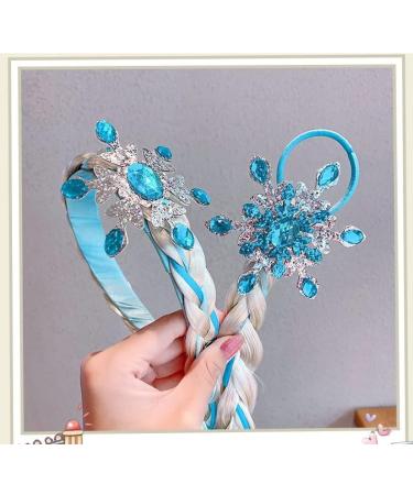 FASHION YO Kids Girls Toddlers Blue Elsa Ponytail Hair Extension Party Hair clips Snowflake Crown Headband Hairband Costume Dress up Braided Wigs Elsa Snowflake Headband - Buy Online on GoSupps.com