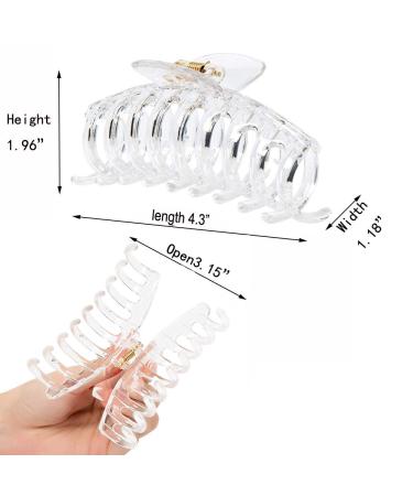 Kitiin Clear Hair Claw Clips - 3 Pack Transparent Hair Clips for Thick/Fine/Thin Hair - Strong Holding Teeth Interlocking - Large Jaw Clips for Women - Buy Online on GoSupps.com