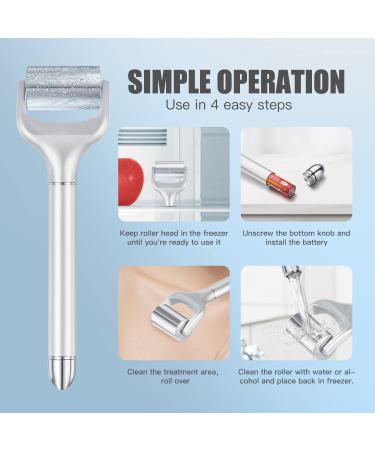 Electric Ice Roller for Face & Eye Puffiness Relief | Skin Care Tool for Migraine Pain | Silver with Two Roller Heads - Buy Online on GoSupps.com