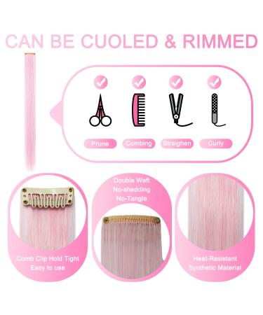 IMAMMERY Multicolored Party Highlights - Heat-Resistant Clip-In Hair Extensions (9 Pieces) - Light Pink Light Violet & Light Green - International Shipping Available - Buy Online on GoSupps.com