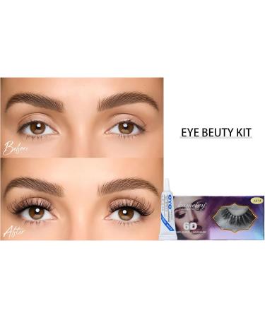 False Eyelashes 1Pair Reusable Eyelashes with Glue Volume Fluffy Wispy Eyelashes Dramatic Thick Lashes Cat Eye Lashes for Party Travel - Buy Online on GoSupps.com