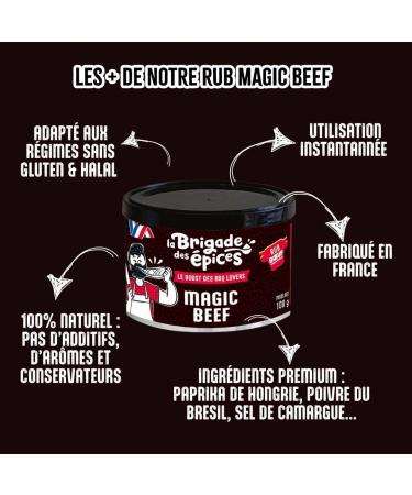  La Brigade des pices DRY RUB Magic Beef - Seasoning for BBQ beef - La Brigade des pices- 100g - 100% Natural & Made in France - Buy Online on GoSupps.com