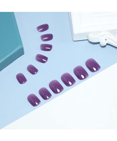 Sttiafay Glossy Nude Purple False Nails Jelly Round Head Full Cover Acrylic False Nails Ballerina False Nails Press on Nails for Nail Art DIY Decoration Women Girls Gray - Buy Online on GoSupps.com