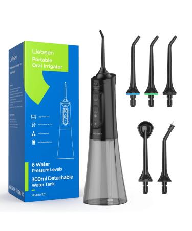 Love oral shower portable one-button control 6 water intensities 5 replacement nozzles IPX7 waterproofing Long lifespan of the battery (black)