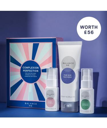 Balance Me Christmas Gift Set: Complexion Perfection Trio - Face Wash, Eye Cream, Skin Serum - Vegan/Natural Skincare - Buy Online on GoSupps.com