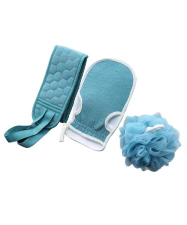 Beaupretty 1 Set Three Piece Bath Towel Set Shower Sponge Kit Exfoliating Gloves Bath Sponges for Shower Loofah Sponge Sponges for Bathing Body Sponge Brush Cloud Velvet Bath Ball Take a Bath Lake Blue
