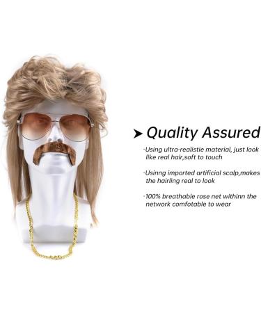 4 Piece Set Mullet Wig Brown Mullet Wig Pop Rock Wigs For Artificial Hair Wigs for Men Wig 80s Wig Brown Wave Mullet Wig Halloween Costume Fashion Wig Fancy Party Accessories Wig - Buy Online on GoSupps.com