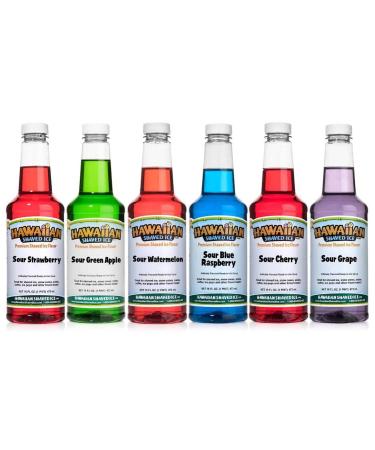 Hawaiian Shaved Ice Sour Syrup, Pints, 16 Fl Oz (Pack of 6)
