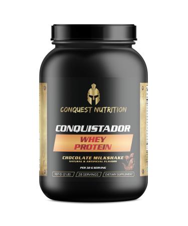 Conquest Nutrition Conquistador Premium Whey Protein Powder Chocolate Milkshake Flavor, 25 gm, Digestive Enzyme Blend, 5.1g BCAA s, 0g Added Sugar, Supports Muscle Recovery - 28 Servings
