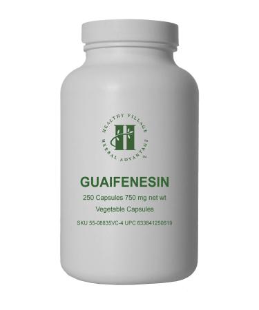 Guaifenesin Vegetable Capsules 750mg (250 Capsules) - Pure Guaifenesin No Fillers No Binders