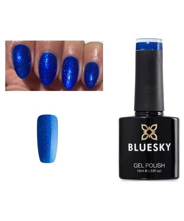 Bluesky BLUE GLITTER Blue Curacao Crystal Fine Glitter Sparkle Nail Gel Polish SJ14 UV LED Soak Off 10ml