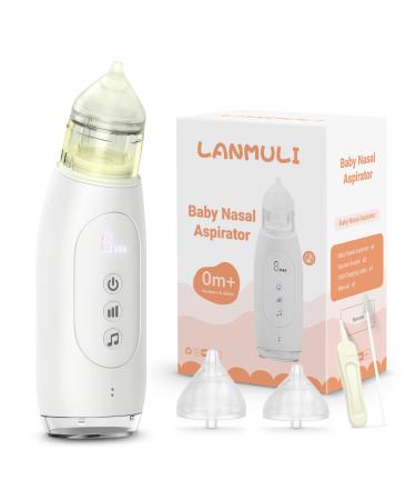 LANMULI Electric Nasal Aspirator for Baby  Automatic Toddler Nose Sucker with Adjustable Suction Level  Music and Light Soothing Function