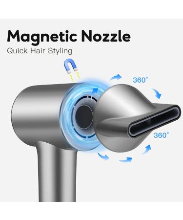200M Negative Ionic Hair Dryer - 1500W Fast Drying Blow Dryer with 110 000 RPM Motor 3 Heat Settings & Magnetic Nozzle for Home & Travel - Buy Online on GoSupps.com