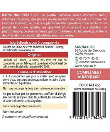 NAKURU | Meadowsweet | 90 Tablets of 500mg | Relax Range | Made in France | "The Flower of Bees!" - Buy Online on GoSupps.com