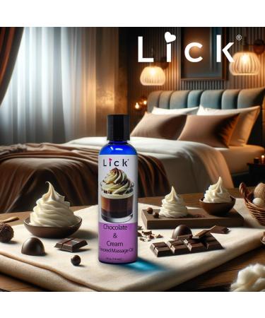 Lick Chocolate & Cream Massage Oil with Vitamin E - Edible Flavored Oil for Couples | Perfect for Romantic Date Night - 4 oz - Buy Online on GoSupps.com