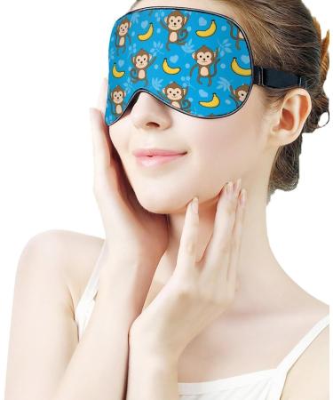 Monkey & Banana Pattern Sleep Mask - Adjustable Blindfold for Light Blocking & Travel - Men's and Women's Night Eye Cover - Buy Online on GoSupps.com