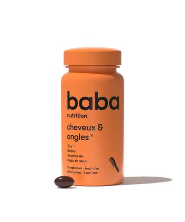 Baba Nutrition Hair & Nail Growth Supplement | Hair Care | Zinc Biotin Vitamin B6 Grape Seed Oil | 60 Capsules