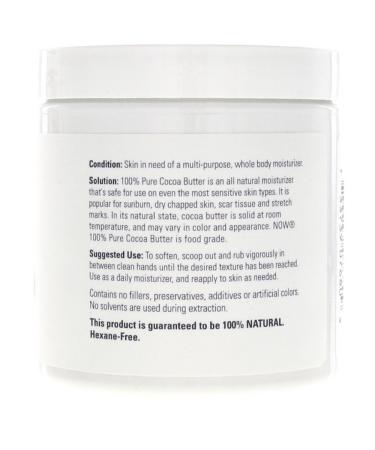 Now Foods Cocoa Butter 7 oz (Pack of 2) - 100% Pure | Best Quality Cocoa Butter - Buy Online on GoSupps.com