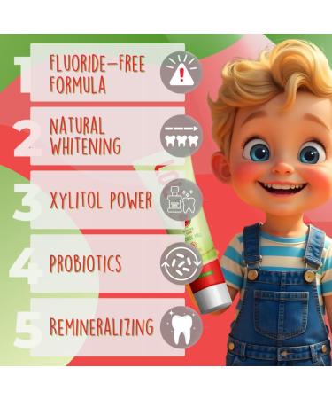 LOL Kids Toothpaste | Fluoride Free 4-Flavors Pack | Nano Hydroxyapatite Toothpaste Probiotics Vitamins A C E | Safe if Swallowed No SLS | 1 Strawberry 1 Melon Flavor 1 Peppermint 1 Cinnamon - Buy Online on GoSupps.com