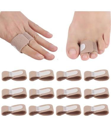 VIDELLY 12 Pieces Broken Toe Wraps Hammer Toe Straightener Fabric Toe Splint Cushioned Protectors for Toe Overlapping Toes and Correct Bent Toes for Women Men Foot Care Toe Separators