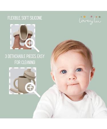 LoveyLu Silicone Sippy Cup 2 Pack - Toddler Cup with Straw and Soft Spout - Spill Proof, Drop Proof, Microwave and Dishwasher Safe - Sand Color - Buy Online on GoSupps.com