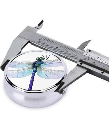Dragonfly Print Mini Round Pill Box | 3 Compartment Portable Organizer for Travel Home & Office - Buy Online on GoSupps.com