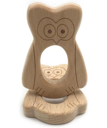 Wendysun 3pcs Cute Cartoon Owl Shape Wood Teether Set - Natural Beech Teething Toy for Babies - DIY Pendant Nursing Toy - Buy Online on GoSupps.com