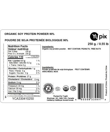 Yupik Organic Soy Protein Powder 90% Superfood Non-GMO Vegan Gluten-Free 250g 250 g (Pack of 1) - Buy Online on GoSupps.com